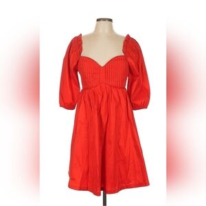 Vici Red Puff Sleeve Sweetheart Sundress